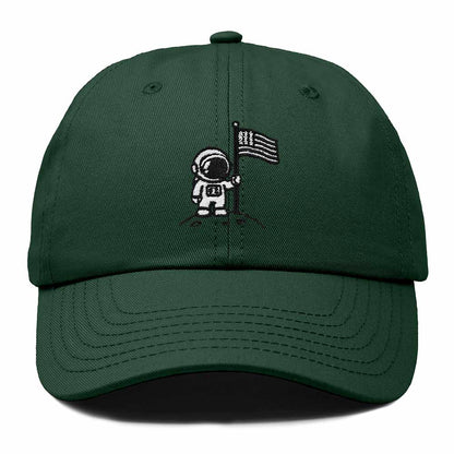 Dalix Moon Mission USA Flag Embroidered Dad Hat Adjustable Cotton Baseball Cap Unstructured Low Profile Everyday Americana Hat Mens in Dark Green
