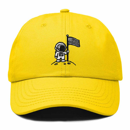 Dalix Moon Mission USA Flag Embroidered Dad Hat Adjustable Cotton Baseball Cap Unstructured Low Profile Everyday Americana Hat Mens in Gold