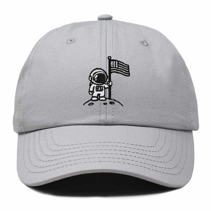 Dalix Moon Mission USA Flag Embroidered Dad Hat Adjustable Cotton Baseball Cap Unstructured Low Profile Everyday Americana Hat Mens in Gray