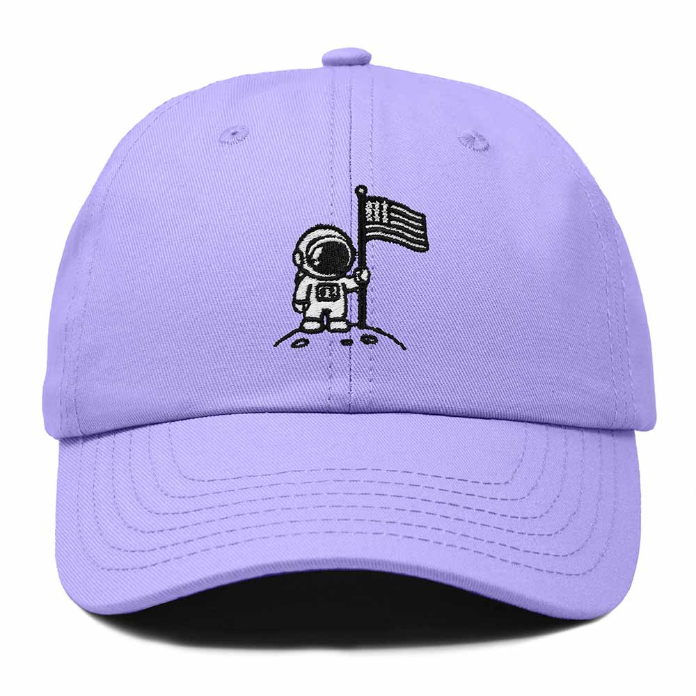 Dalix Moon Mission USA Flag Embroidered Dad Hat Adjustable Cotton Baseball Cap Unstructured Low Profile Everyday Americana Hat Mens in Lavender