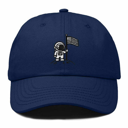 Dalix Moon Mission USA Flag Embroidered Dad Hat Adjustable Cotton Baseball Cap Unstructured Low Profile Everyday Americana Hat Mens in Navy Blue