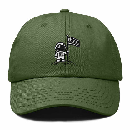 Dalix Moon Mission USA Flag Embroidered Dad Hat Adjustable Cotton Baseball Cap Unstructured Low Profile Everyday Americana Hat Mens in Olive