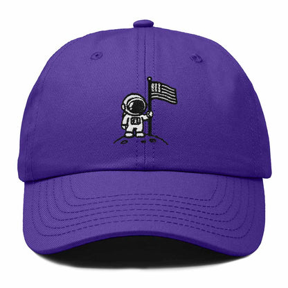 Dalix Moon Mission USA Flag Embroidered Dad Hat Adjustable Cotton Baseball Cap Unstructured Low Profile Everyday Americana Hat Mens in Purple
