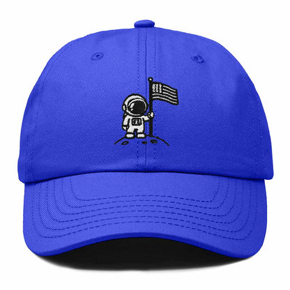 Dalix Moon Mission USA Flag Embroidered Dad Hat Adjustable Cotton Baseball Cap Unstructured Low Profile Everyday Americana Hat Mens in Royal Blue