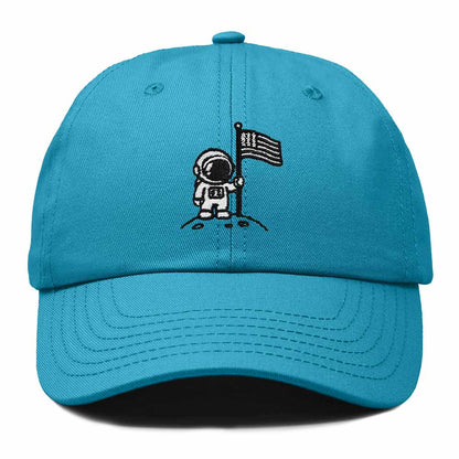 Dalix Moon Mission USA Flag Embroidered Dad Hat Adjustable Cotton Baseball Cap Unstructured Low Profile Everyday Americana Hat Mens in Teal
