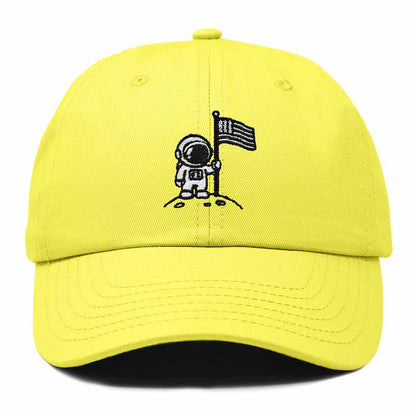 Dalix Moon Mission USA Flag Embroidered Dad Hat Adjustable Cotton Baseball Cap Unstructured Low Profile Everyday Americana Hat Mens in Yellow