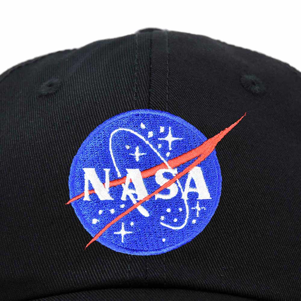 Dalix NASA Embroidered Mens Womens Cotton Dad Hat Baseball Cap Adjustable in Black