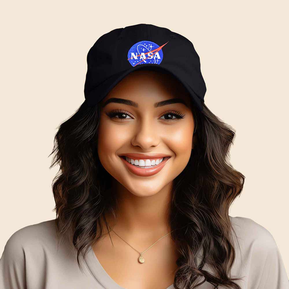 Dalix NASA Embroidered Mens Womens Cotton Dad Hat Baseball Cap Adjustable in Black