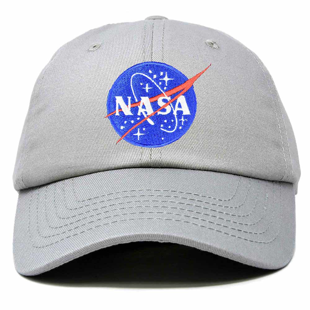 Dalix NASA Embroidered Mens Womens Cotton Dad Hat Baseball Cap Adjustable in Gray