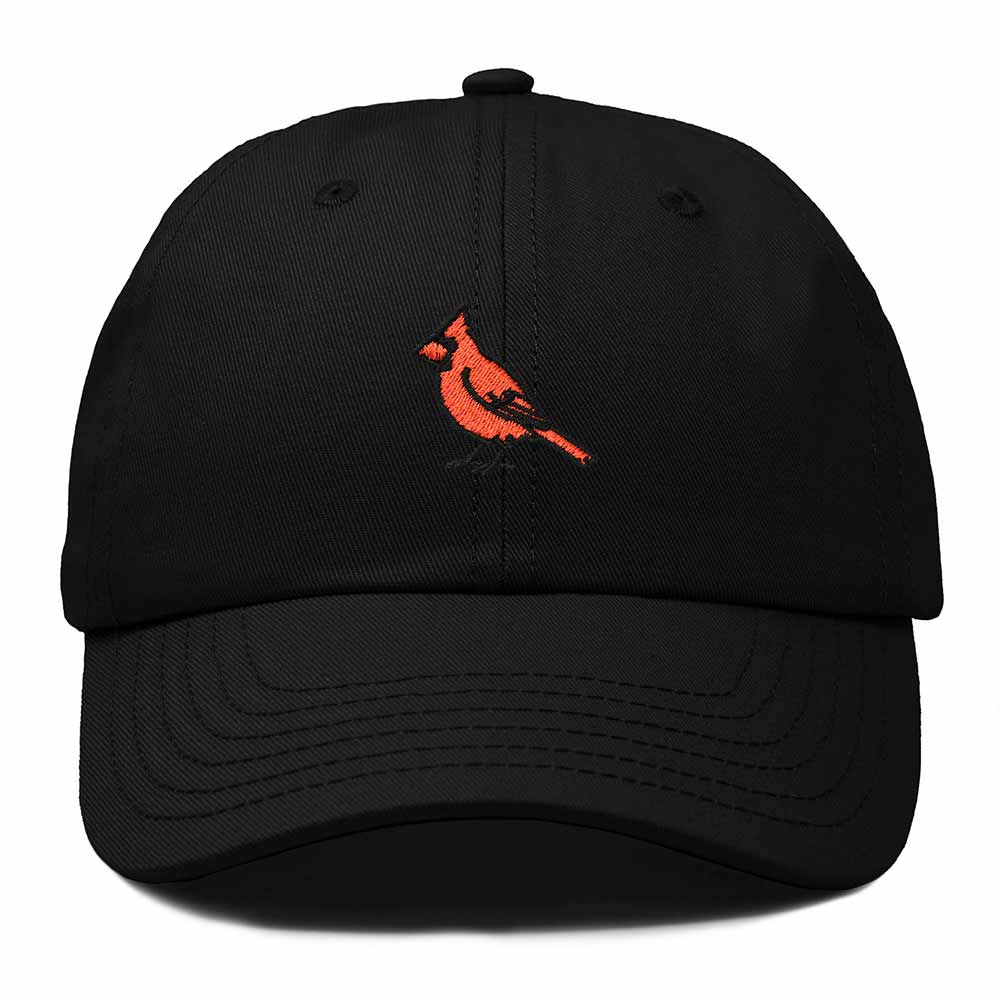 Dalix Northern Cardinal Indiana Embroidered Bird Cotton Baseball Cap Dad Hat Mens Womens Outdoor Summer in Black