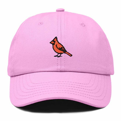 Dalix Northern Cardinal Indiana Embroidered Bird Cotton Baseball Cap Dad Hat Mens Womens Outdoor Summer in Light Pink