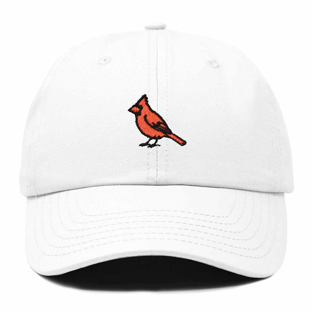 Dalix Northern Cardinal Indiana Embroidered Bird Cotton Baseball Cap Dad Hat Mens Womens Outdoor Summer in White