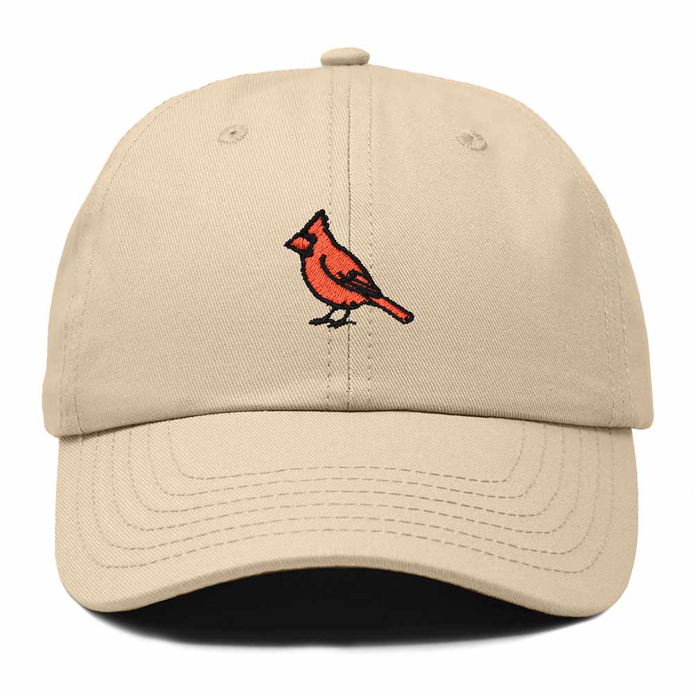 Dalix Northern Cardinal Kentucky Embroidered Bird Cotton Baseball Cap Dad Hat Mens Womens Outdoor Summer in Khaki