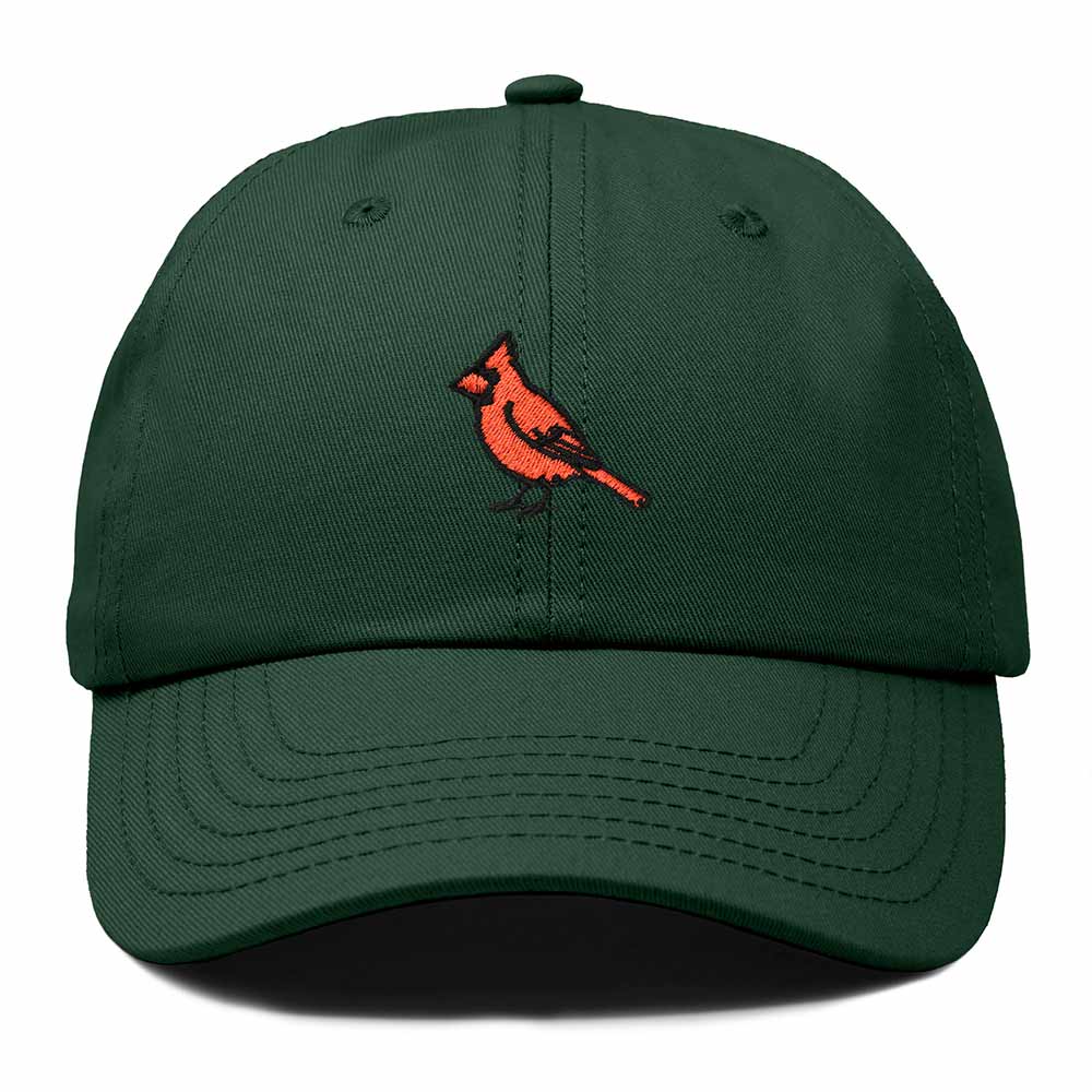 Dalix Northern Cardinal North Carolina Embroidered Bird Cotton Baseball Cap Dad Hat Mens Womens Outdoor Summer in Dark Green