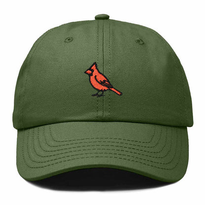 Dalix Northern Cardinal North Carolina Embroidered Bird Cotton Baseball Cap Dad Hat Mens Womens Outdoor Summer in Olive