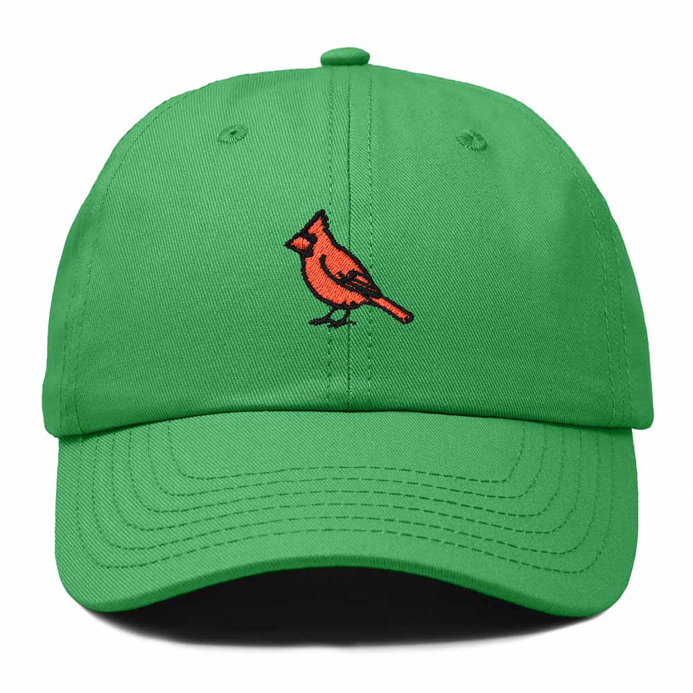 Dalix Northern Cardinal Ohio Embroidered Bird Cotton Baseball Cap Dad Hat Mens Womens Outdoor Summer in Kelly Green
