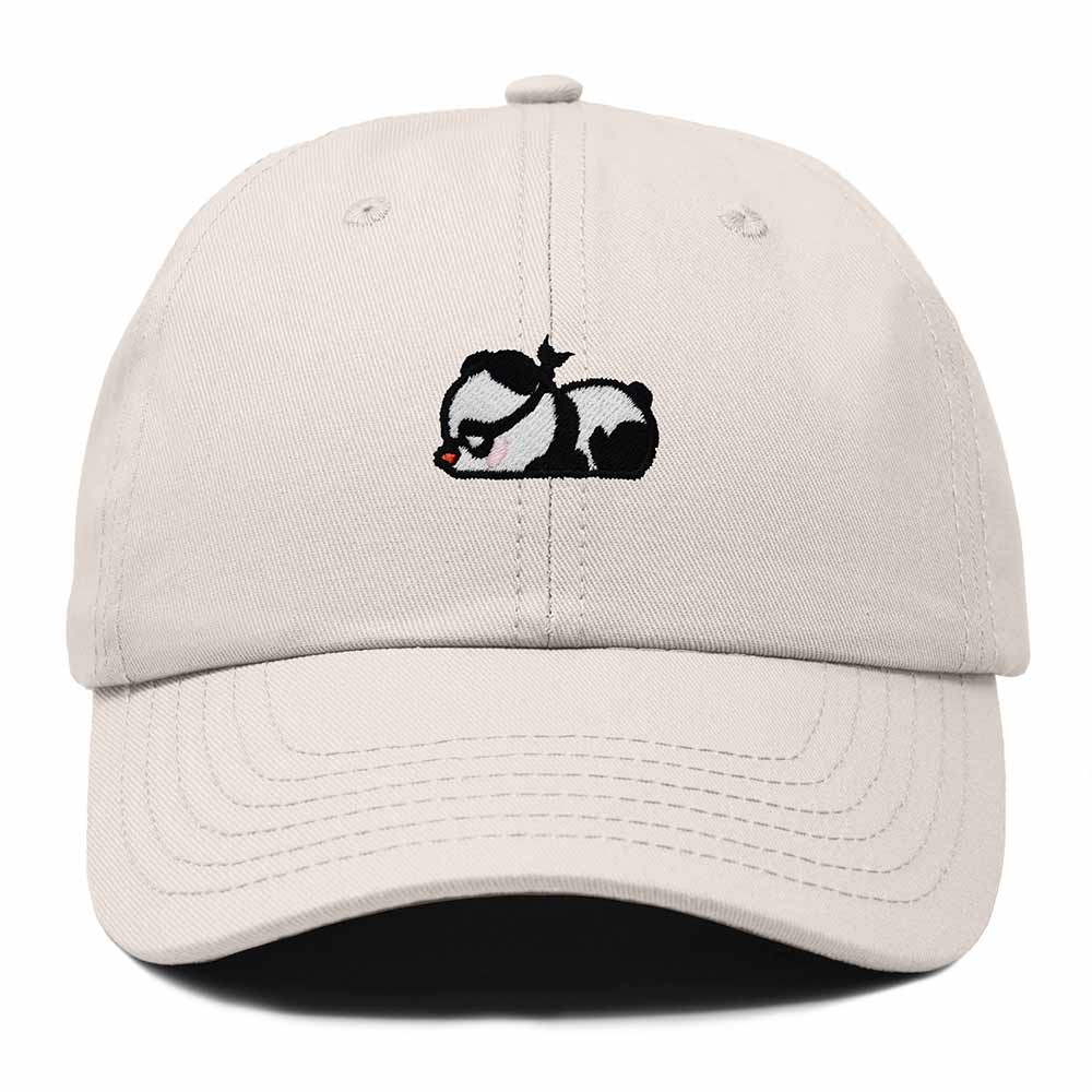 Dalix Pandit Panda Embroidered Cotton Outdoor Baseball Cap Dad Hat Mens in Beige