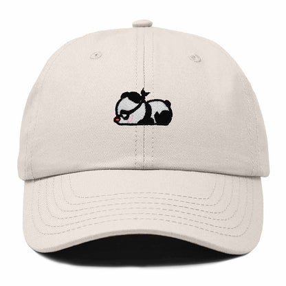 Dalix Pandit Panda Embroidered Cotton Outdoor Baseball Cap Dad Hat Mens in Beige