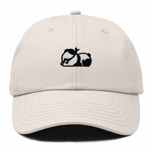 Dalix Pandit Panda Embroidered Cotton Outdoor Baseball Cap Dad Hat Mens in Beige