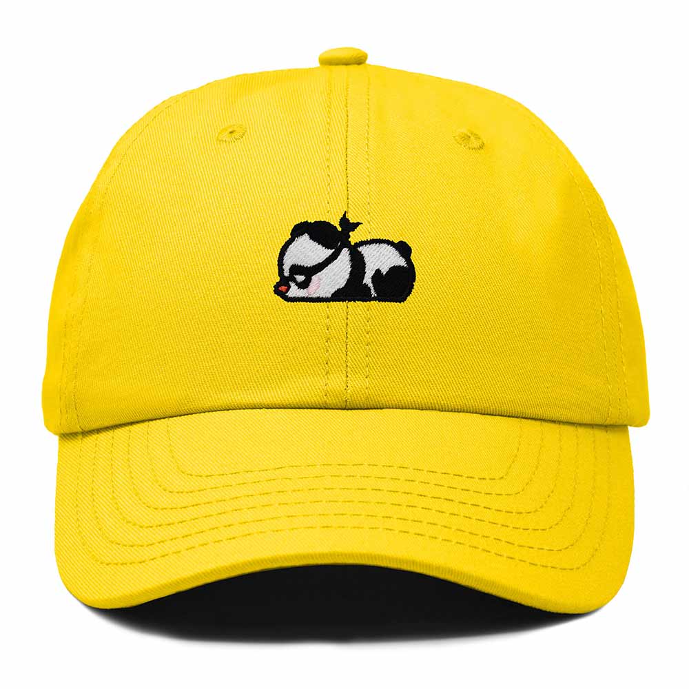 Dalix Pandit Panda Embroidered Cotton Outdoor Baseball Cap Dad Hat Mens in Gold