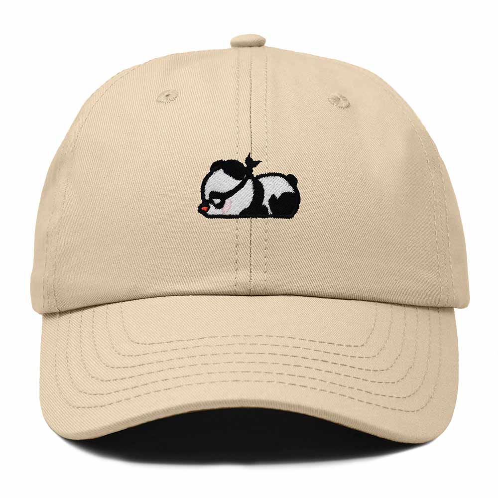 Dalix Pandit Panda Embroidered Cotton Outdoor Baseball Cap Dad Hat Mens in Khaki