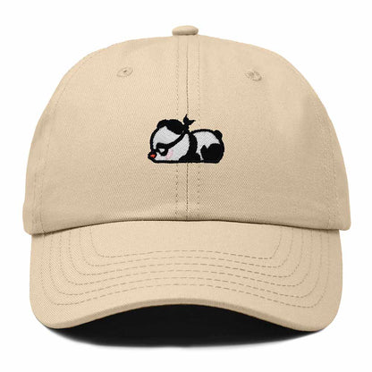 Dalix Pandit Panda Embroidered Cotton Outdoor Baseball Cap Dad Hat Mens in Khaki