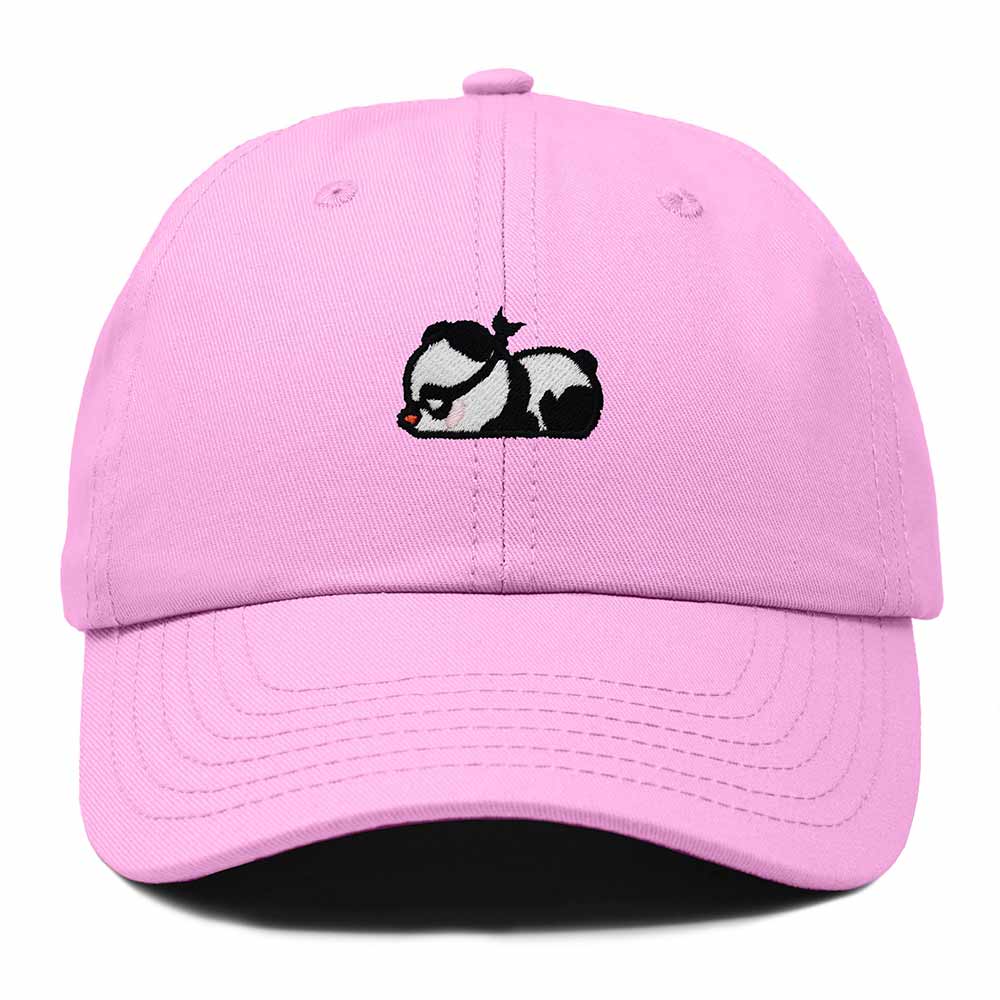 Dalix Pandit Panda Embroidered Cotton Outdoor Baseball Cap Dad Hat Mens in Light Pink
