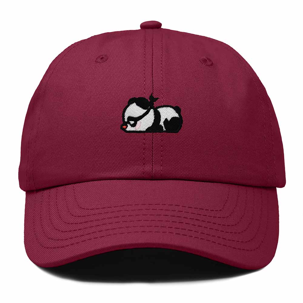 Dalix Pandit Panda Embroidered Cotton Outdoor Baseball Cap Dad Hat Mens in Maroon