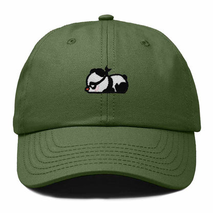 Dalix Pandit Panda Embroidered Cotton Outdoor Baseball Cap Dad Hat Mens in Olive