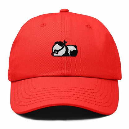 Dalix Pandit Panda Embroidered Cotton Outdoor Baseball Cap Dad Hat Mens in Red
