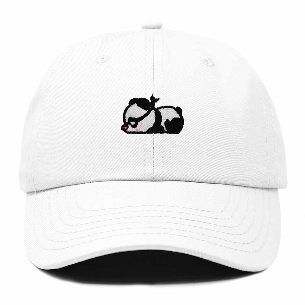 Dalix Pandit Panda Embroidered Cotton Outdoor Baseball Cap Dad Hat Mens in White