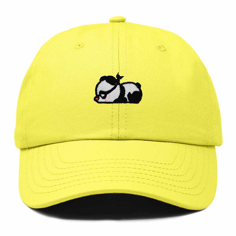 Dalix Pandit Panda Embroidered Cotton Outdoor Baseball Cap Dad Hat Mens in Yellow