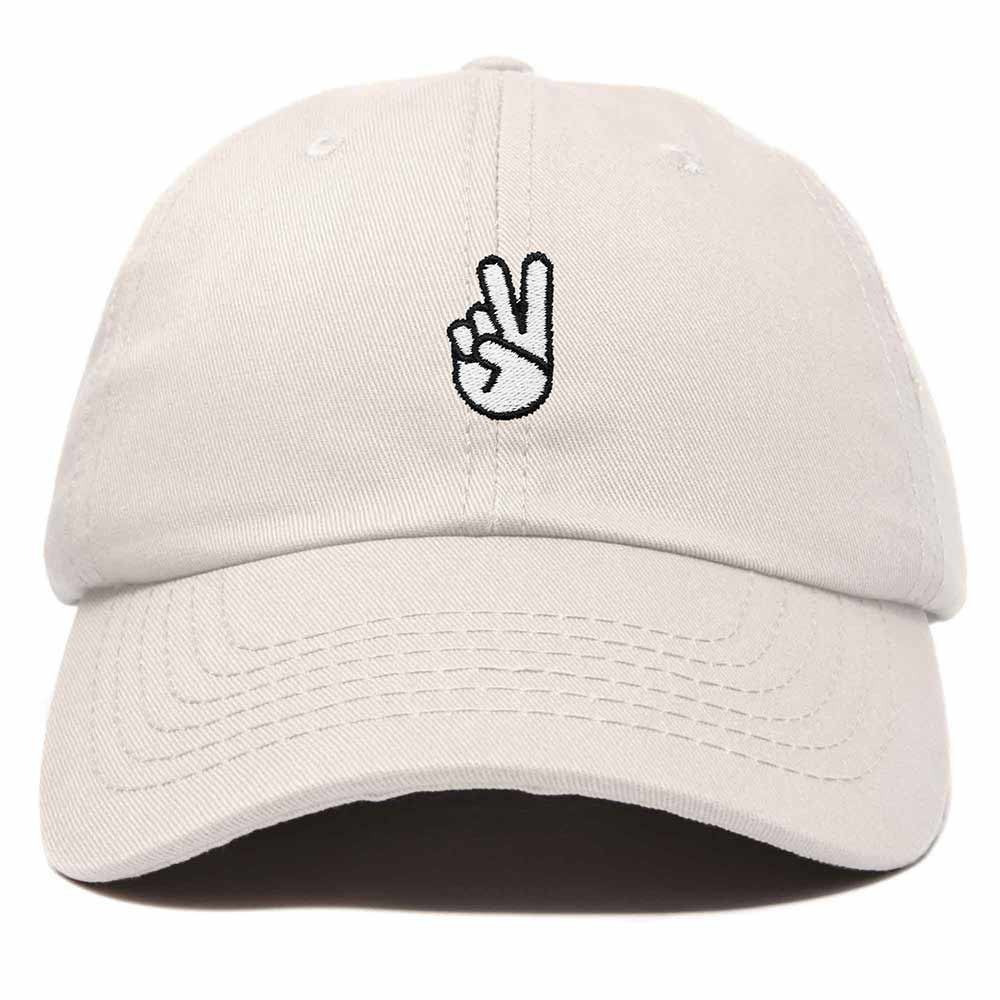 Dalix Peace Sign Embroidered V Cotton Dad Hat Baseball Cap Adjustable Mens in Black
