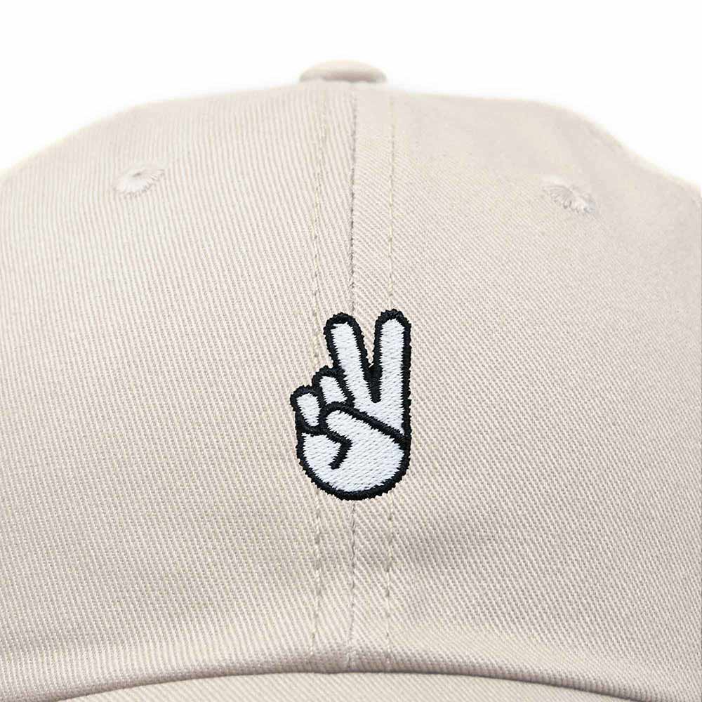 Dalix Peace Sign Embroidered V Cotton Dad Hat Baseball Cap Adjustable Mens in Black