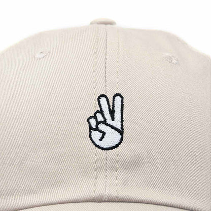 Dalix Peace Sign Embroidered V Cotton Dad Hat Baseball Cap Adjustable Mens in Black