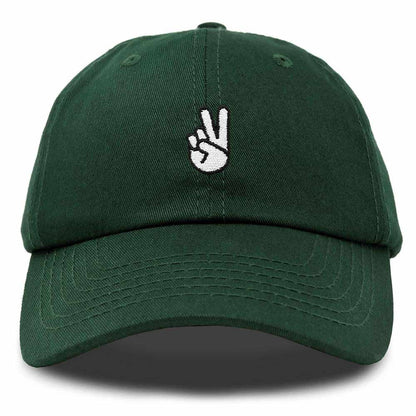 Dalix Peace Sign Embroidered V Cotton Dad Hat Baseball Cap Adjustable Mens in Beige
