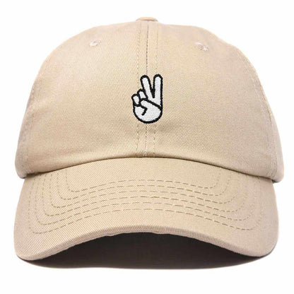 Dalix Peace Sign Embroidered V Cotton Dad Hat Baseball Cap Adjustable Mens in Kelly Green