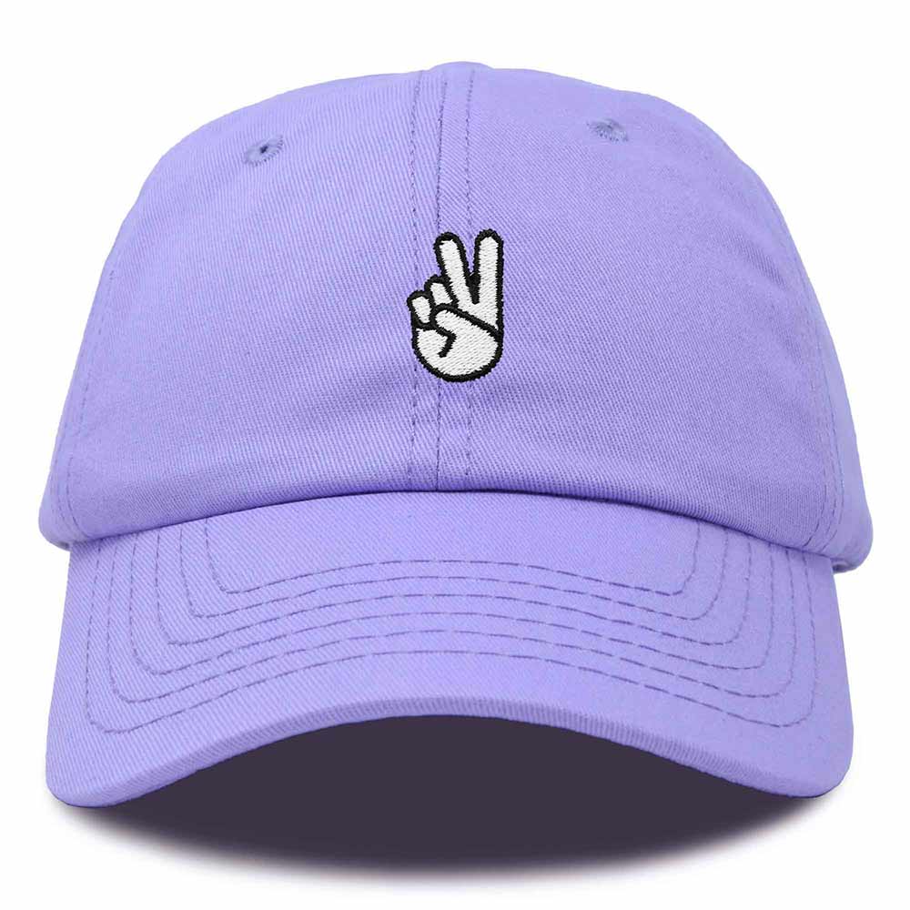Dalix Peace Sign Embroidered V Cotton Dad Hat Baseball Cap Adjustable Mens in Khaki