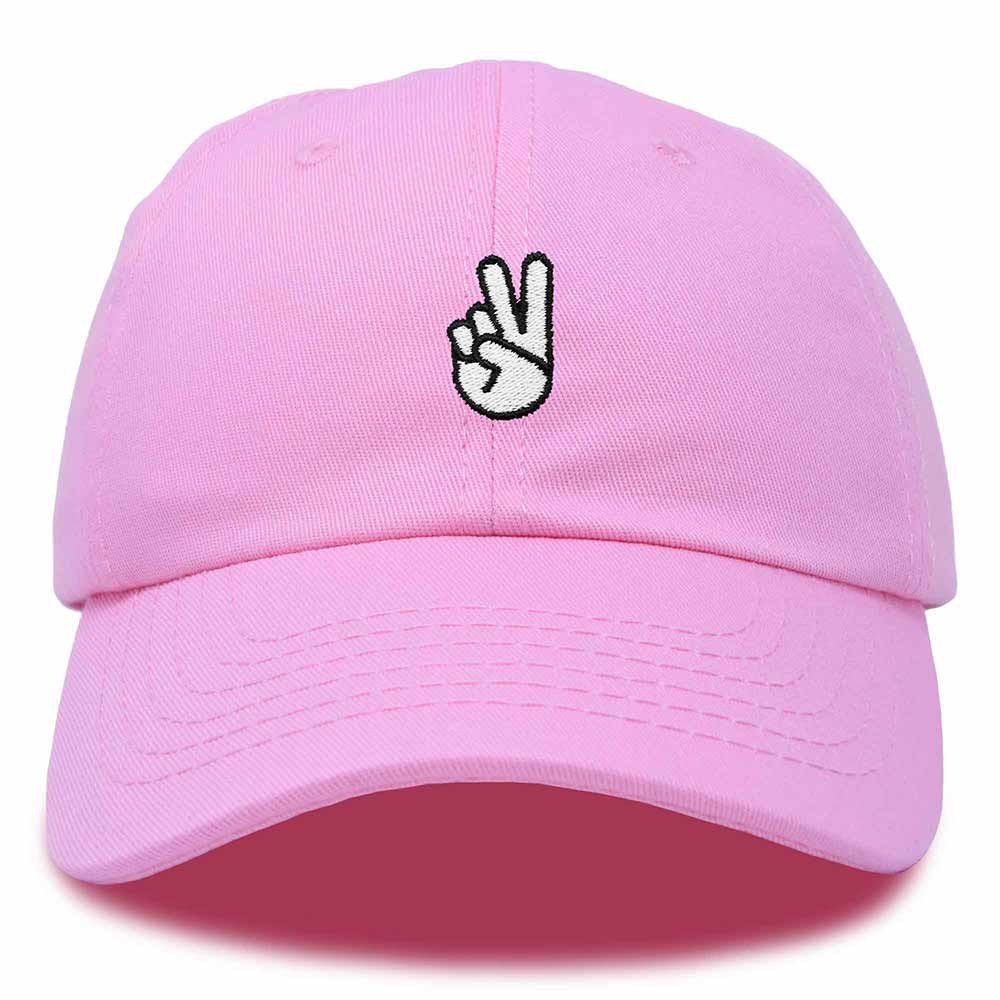 Dalix Peace Sign Embroidered V Cotton Dad Hat Baseball Cap Adjustable Mens in Light Blue