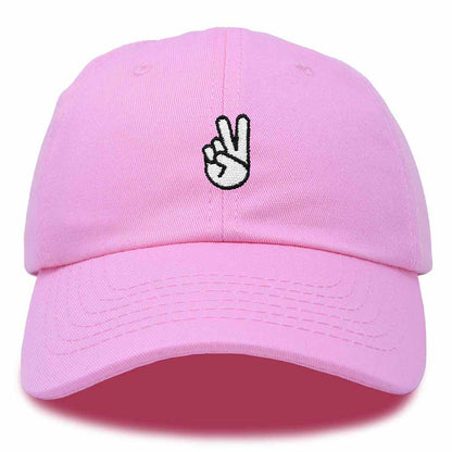 Dalix Peace Sign Embroidered V Cotton Dad Hat Baseball Cap Adjustable Mens in Light Blue