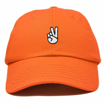 Dalix Peace Sign Embroidered V Cotton Dad Hat Baseball Cap Adjustable Mens in Olive