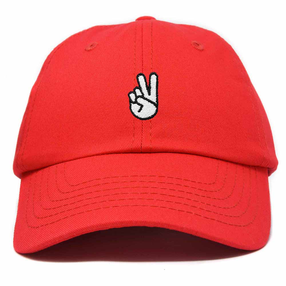 Dalix Peace Sign Embroidered V Cotton Dad Hat Baseball Cap Adjustable Mens in Purple