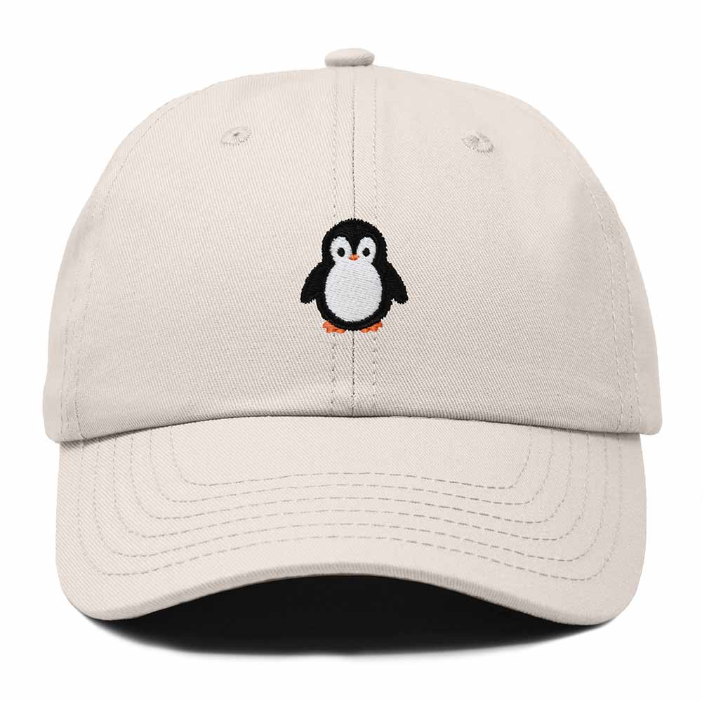 Dalix Little Penguin Embroidered Cotton Baseball Cap Dad Hat Womens Outdoor Casual in Beige