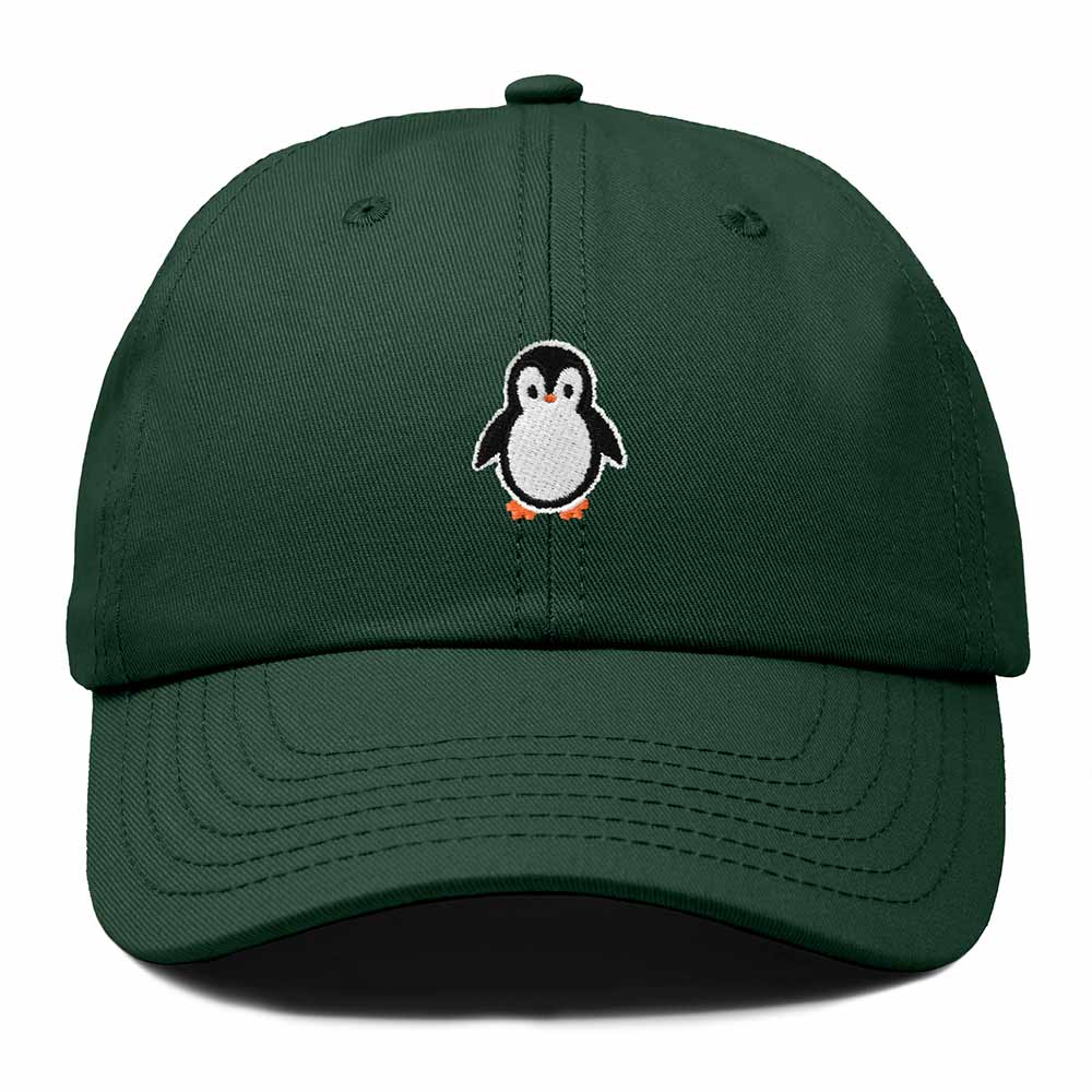 Dalix Little Penguin Embroidered Cotton Baseball Cap Dad Hat Womens Outdoor Casual in Dark Green