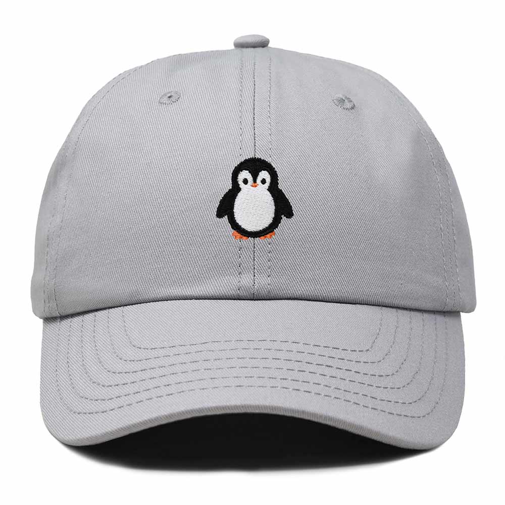 Dalix Little Penguin Embroidered Cotton Baseball Cap Dad Hat Womens Outdoor Casual in Gray