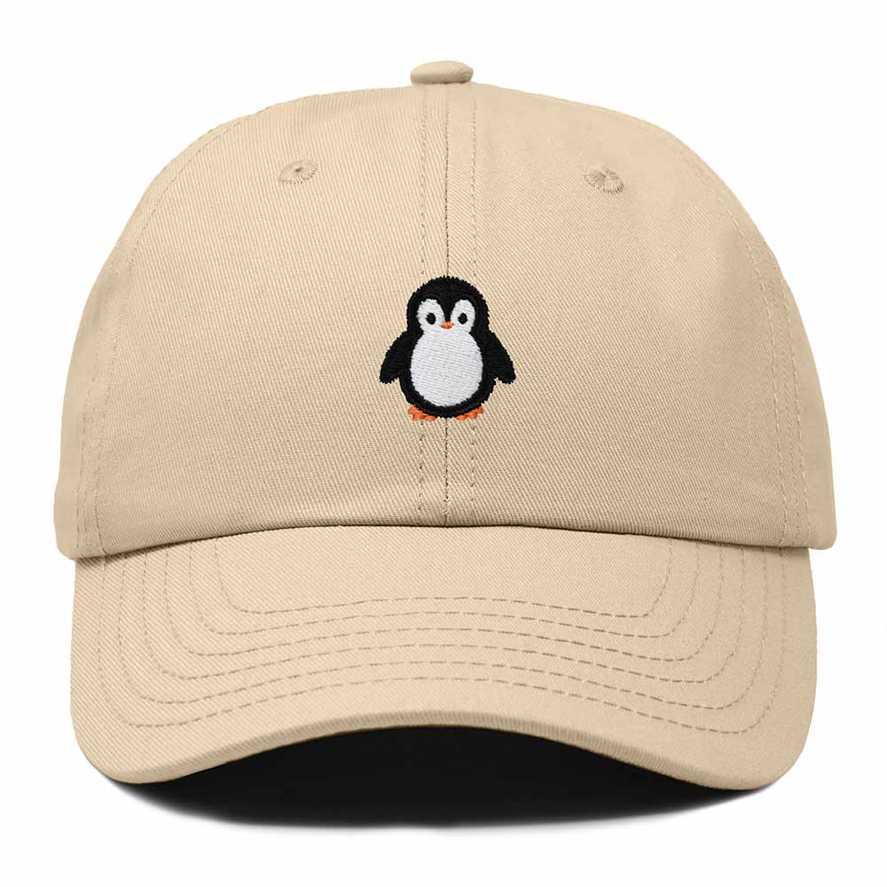 Dalix Little Penguin Embroidered Cotton Baseball Cap Dad Hat Womens Outdoor Casual in Khaki