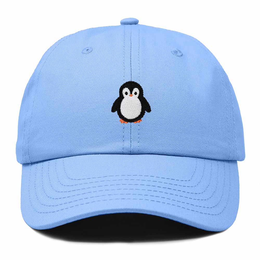 Dalix Little Penguin Embroidered Cotton Baseball Cap Dad Hat Womens Outdoor Casual in Light Blue