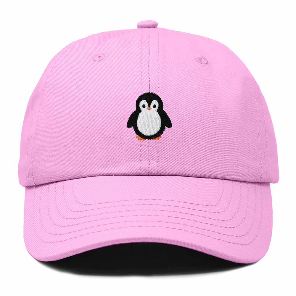 Dalix Little Penguin Embroidered Cotton Baseball Cap Dad Hat Womens Outdoor Casual in Light Pink