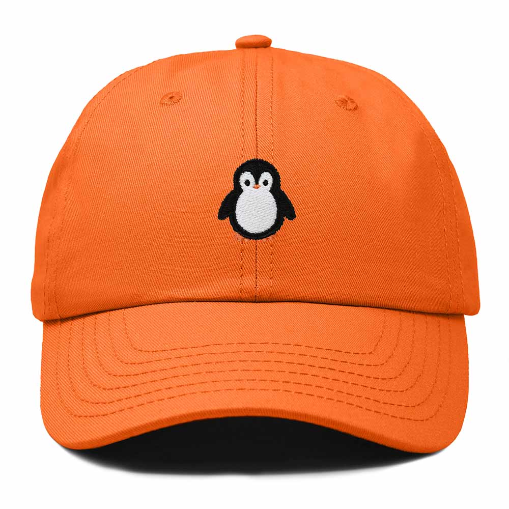 Dalix Little Penguin Embroidered Cotton Baseball Cap Dad Hat Womens Outdoor Casual in Orange