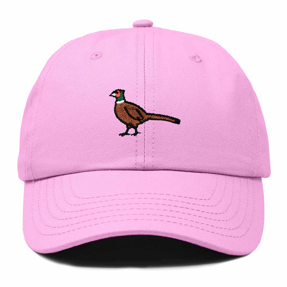 Dalix Ring Necked Pheasant South Dakota Embroidered Bird Cotton Baseball Cap Dad Hat Mens Womens Outdoor Summer in Light Pink
